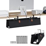 Zilink No Drill Under Desk Cable Management Tray 30" Cord Organizer for Table Clamp/Screw Mount Desk Cable Management Sturdy Waterproof Fabric Cord Hiders for Office, Home