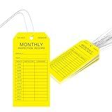 Monthly Inspection Tags (100-Pack), PVC-Plastic Tear & Water Resistant,Safety Tags with with Wires Attached,Inspection Record Tag for Scaffolds, Ladders, Fire Extinguisher, Inventory, Machinery