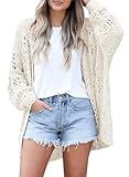 GRECERELLE 2025 Women Summer Crochet Boho Long Sleeve Lightweight Oversized Open Front Cardigan Sweaters Kimonos Tops, White, Large