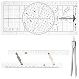 3 Pcs Basic Navigation Set, Including Marine Parallel Ruler, Nautical Protractor, and Navigation Fixed Point Divider, Marine Accessories with Clear Scales for Boat