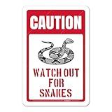 Beware of Snakes Warning Signs “Caution - Watch Out For Snakes” Oxdimipxo Aluminum Plaque, Safety Signs & Signals, Security Sign, Road Yard Decor, Metal, 8 X 12 Inch