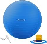 Fitvids Anti-Burst and Slip Resistant Exercise Ball Yoga Ball Fitness Ball Birthing Ball with Quick Pump, 2,000-Pound Capacity, Blue, 26-inch, L