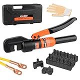 HZLZRZ Hydraulic Crimping Tool Range 12 AWG-2/0 AWG for Cable Lugs, Hand Operated Wire Terminal Lug Tool with 9 Pairs of Dies (Standard US)