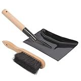 Aboniris Coal Shovel and Hearth Brush Set Made of Natural Wood and Coco Bristles, Hearth Tidy Set, Fireplace Shovel and Brush, Fireplace Tool Set, Metal Brush Pan Set, Fireplace Tools, Firepit Tools