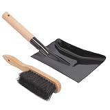 Aboniris Coal Shovel and Hearth Brush Set Made of Natural Wood and Coco Bristles, Hearth Tidy Set, Fireplace Shovel and Brush, Fireplace Tool Set, Metal Brush Pan Set, Fireplace Tools, Firepit Tools