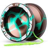 MAGICYOYO V3 Responsive Yoyo Professional Dual Purpose Metal Yoyo for Kids Beginners & Adults, Includes Replacement Bearing, 12 Strings, Removal Tool, Axle, & Case (Brown Green)