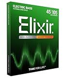 Elixir Strings, Electric Bass Guitar Strings, Nickel Plated Steel with NANOWEB Technology, Longest-Lasting Warm Tone with Comfortable Feel, 4-String Set, Long Scale, Light/Medium 45-105
