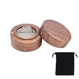 FINGERINSPIRE Walnut Wooden Engagement Ring Box 2.1x1.4inch Gray Velvet Lining Round Magnetic Buckle Design Jewelry Rings Box Wood Boxes for Proposal Wedding Rings Storage（Come with a Velvet Bag