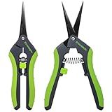 STAYGROW 2pcs 6.5" Pruning Shears for Gardening, Ultra Sharp Garden Scissors for Precise Cuts, Stainless Steel Bonsai Clippers with Spring Loaded, 6.5 Inch Garden Shears (1pc Straight & 1pc Curved)