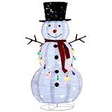 VINGLI 4FT Pop up Snowman Christmas Decorations, Outdoor Snowman Lighted with Tall Hat, Cute Branch Hands for Xmas, Snowman Ornaments with Pre-lit Lights Decor for Indoor Yard Lawn Porch, Plug in
