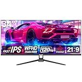 Gawfolk Gaming Monitor 34 inch IPS 120Hz, Ultrawide PC Screen 2560×1080P Ultra-Thin Zero Frame Computer Display for Home Office Business, DP, HDMI, Wall-Mounted, Black