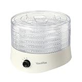 Small Food Dehydrator Dryer - Dehydrator for Healthy Food, Meat, Jerky, Fruit, Vegetable, Mushroom and Herb, 280W, 158°F, Mini Dryer with 5 BPA-Free Drying Racks and Slide Out Tray, White, Model 704M