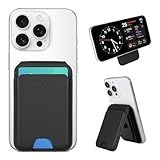 TOYFID for MagSafe Wallet,Men's Slim Bifold Card Holder with Stand,5 Cards Capacity Adjustable Stand RFID Blocking ID Window Vegan Leather Minimalist Magnetic Wallet for iPhone 17-12 Series,Black