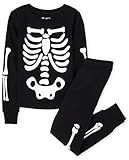 The Children's Place,Unisex Kids Matching Family Glow Skeleton Snug Fit Cotton One Piece Pajamas,Black,10