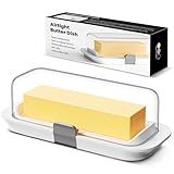 Pisol Butter Dish with Lid for Countertop and Refrigerator Door Shelf, Airtight Butter Keeper Container, Butter Holder for East/West Coast Butter, BPA-free, Microwave/Dishwasher Safe