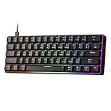 Newmen GM611 Mechanical Keyboard,Rainbow LED Backlit Gaming Wired Keyboards Compact Mini 61 Keys Portable 60 Percent Mechanical Keyboard with Black Keycaps,for Windows Laptop PC Linear Red Switches