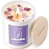 AOOVOO Lavender Scented Candles for Women - Aromatherapy Candle with Crystals Inside, 10oz Soy Candles for Home Scented, Birthday Gifts Mothers Day Candle for Women Mom