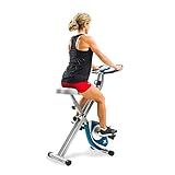 XTERRA Fitness Folding Exercise Bike, 225 LB Weight Capacity, Cordless, Battery Powered with Solid X-Frame Folding Design, Padded Seat and Handlebars, Adjustable Foot Straps, 8 Levels of Resistance