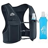 Zelvot Running Vest for Women Men, USA Original Patent, Adjustable Chest Straps Running Hydration Vest with 500ml Soft Flask, Lightweight Breathable Reflective Running Vest for Marathon - M/L