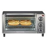 BLACK+DECKER TO1313SBD Toaster Oven, 15.47 Inch, Silver | Compact convection oven fits a 9-inch pizza with timer, stay-on function and removable crumb tray.
