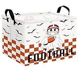 ASKETAM Halloween Basket Gift Cute Ghost Parties Decor Kid Trick or Treat Basket for Boys and Girls Rectangular Storage Bin Box (Football Bat)