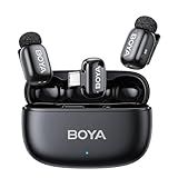 BOYA mini 2 Wireless Lavalier Microphones for iPhone 15/16/17 & Android, AI Noise Cancellation, App Control, 30H Battery Life with Charging Case, Lapel Microphone Wireless for Video Recording Vlogging