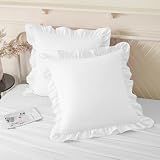 KKJIAF 2 Pack Ruffle Pillow Cases 18x18 Inches, White