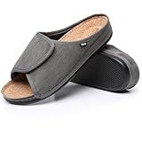 Git-up Womens Cork Footbed Slippers with Arch Support for Plantar Fasciitis Pain Relief, Open Toe Adjustable Indoor Outdoor Orthopedic House Shoes