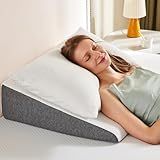 Sweetcrispy Wedge Pillow, Body Pillow for Sleep Apnea, Neck Pain Relief, Post Surgery, Sleeping Comfort, Acid Reflux, Heartburn, Back Pain Relief and Snoring, 7.5Inch White& Grey