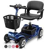 Vive 4 Wheel Mobility Scooter - Electric Powered Wheelchair Device - Compact Heavy Duty Mobile for Travel, Adults, Elderly - Long Range Power Extended Battery with Charger & Basket