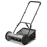 16" Push Reel Lawn Mower with Grass Catcher – Manual 5-Blade Hand Mower, Adjustable 3-Position Cutting Height (0.5"–1.75"), Lightweight & Eco-Friendly – 1-Year Warranty