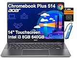 Acer Chromebook Plus 514 Laptop (14" FHD+ Touchscreen, Intel 8-Core i3-N355, 8GB RAM, 640GB Storage, 2TB Cloud Storage) for Business & Student, 1080p Webcam, Backlit KB, HDMI, Wi-Fi 6E, Chrome OS