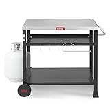 Feasto 3-Shelf Outdoor Grill Table,Pizza Oven Table for Outside,Movable Grill Cart with Wheels,Indoor & Outdoor Cooking Station, Pizza Oven Stand for Ooni Blackstone Griddle 33.5”x 21.7”