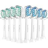 SuitShine Replacement Toothbrush Heads Compatible with Philips Sonicare and More Click-on Handles 8 Pack White