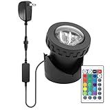 Colored Pond Lights with Timer, RGB Fountain Lights IP68 Waterproof Submersible Dimmable Outdoor Landscape Lights for Fish Tank Pond Fountain Garden, 1-Light