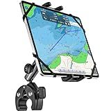Dosvsi Boat Helm Tablet Mount, Marine Rail Tablet Holder with Aluminum Arm, 360° Adjustable Sailboat Pole Rod Handle Bar Clamp Mount for iPad Pro 13 12.9 11 Air Mini, Galaxy Tab, iPhone, 4-13" Device