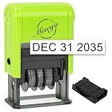 Miseyo Self Inking Date Stamp - Green (2 Black Refill Ink pad Included)