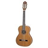 Ortega Guitars 6 String Family Series 3/4 Size Left-Handed Nylon Classical Guitar w/Bag, Cedar Top-Natural-Satin, (R122L-3/4)