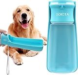 SOICTA Portable Dog Small Animals Water Bottle for Walking 19 OZ or 12 OZ Pet Water Bottles for Puppy Medium Large Dogs Little Animals Water Dispenser Dog Small Animals Water Bowl (19OZ Blue)