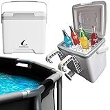CrateGurus Co. 13L Swimming Poolside Cooler 13 L Pool Chiller for Above Ground Pool Side Portable Hard Cooler with Handle for Outdoor Travel Beach Camping Picnic Camp Car Drink Bar Beverage Ice Chest