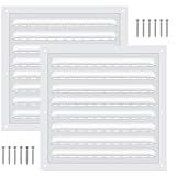 2 Pcs 10 x 10 Inch Aluminum Gable Vents Attic Vents Metal Gable Wall Shed Vent with Screw and Screen Mesh, Square Return Louver Grille for Ventilation Exterior Door House Attic Garage Ceiling