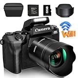 Saneen Digital Camera, 4k Cameras for Photography & Video, 64MP WiFi Touch Screen Vlogging Camera for YouTube with Flash, 32GB Card, Lens Hood, 3000mAH Battery, Front and Rear Cameras - Black
