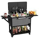 104 Quart Patio Rolling Ice Chest Large Cooler Cart with Wheels, Portable Mobile Outdoor Coolers Bar Cart with Storage Shelf & Bottle Opener for Drinks, Party, Camping, Backyard, Deck, BBQ