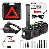 Electric Car Jack kit 5 Ton 12V Electric Floor Jack Lift for Vehicle, Electric Hydraulic Jack Auto Repair Tool Set with Built-in Inflator and Impact Wrench for SUV Sedan Truck Tire Change