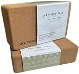 Cork CRZ Yoga Blocks, 2 Pack Natural Cork Blocks, High Density with Non Slip Surface, Eco-Friendly Yoga Accessories and Ideal for Yoga, Pilates, Stretching