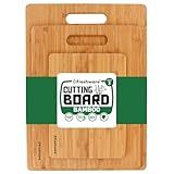 Freshware Bamboo Cutting Board Set of 3, Wooden Cutting Boards for Kitchen, Knife Friendly Food Grade Chopping Board, Lightweight with Hanging Hole for Easy Storage