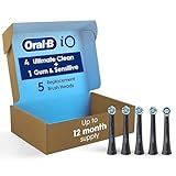 Oral-B iO Ultimate Clean Replacement Brush Heads, 5 Count, 4 Ultimate Clean + 1 Gum & Sensitive Black