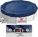 18 ft Round Pool Cover for Above Ground Pools, Above Ground Pool Cover, Swimming Pool Cover, Winter Pool Cover, Keeps Out Debris, Cold and UV Resistant, Supreme Mesh, Navy Blue
