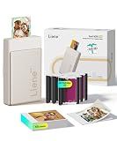 Liene Pearl N200 Pro Portable AI Photo Printer, Instant Mini Picture Printer for iPhone Smartphone, Thermal Dye Sublimation, Bluetooth Sticker Maker 50 Sheets 2x3 Adhesive Paper & 5 Cartridges, Gold