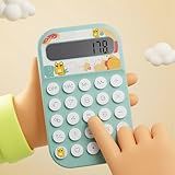 Exlliy Pocket Calculator, Kids 8 Digit Small Desktop, LCD Display, Cute & Aesthetic Mini Calculator (Blue, S)